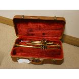 A vintage Viking trumpet in playing order with case and mouth piece