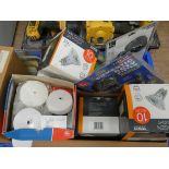 A large quantity of new halogen spotlights, CC TV cameras,