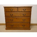 A Victorian pine chest of three long and two short drawers,