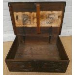 A 19th Century carved oak bible box, 23" X 16" X 7.
