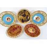 Five cabinet plates to include a pair by Minton,