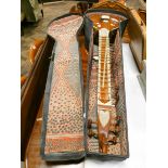 A Ravi Shankar sitar with bone inlay hand carved gourd kaddu with a bird finial with spare strings