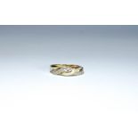 9ct yellow gold wedding band set with diamonds in a twisted design, ring size K, weight 1.