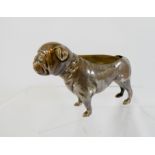 An Edwardian hall marked silver novelty bull dog pin cushion,
