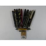 A collection of ten fountain pens,