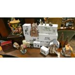 A Heritage Village collection Disney House, Spanish owls ornaments,