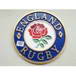 A cast iron wall hanging England Rugby sign