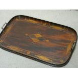 An Edwardian inlaid mahogany two handled tray