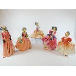 A group of five Royal Doulton lady figures 'Daydreams', 'Maureen', 'Honey',