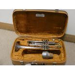 A genuine Besson 8-10 silver plated trumpet, serial number 323728,