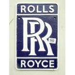 A cast iron wall hanging Rolls Royce emblem sign