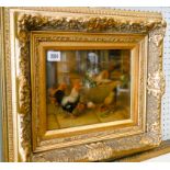 A Victorian style gilt framed picture of chickens and rabbits after Edgar Hunt, in a gilt frame,