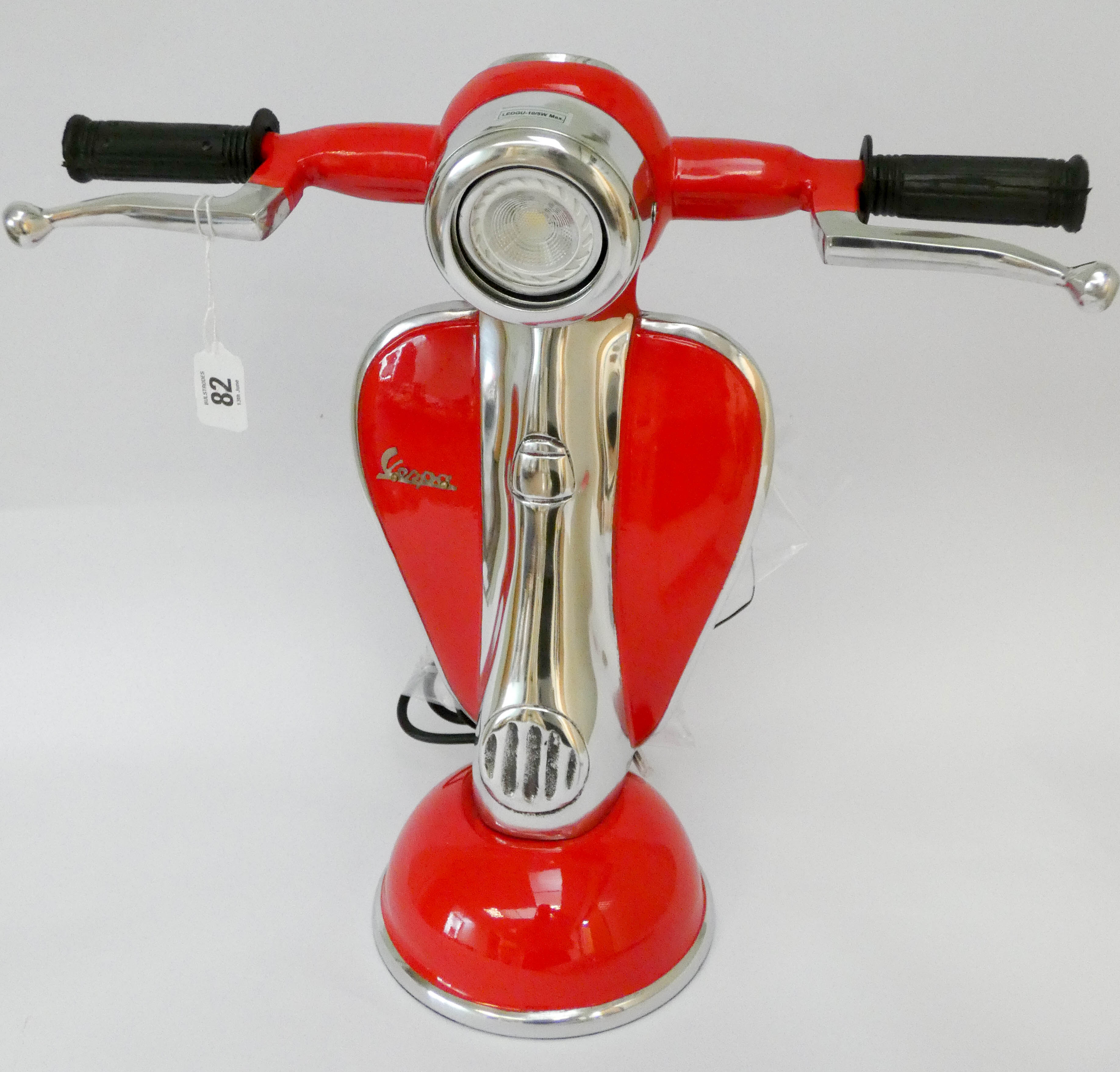 Vespa Scooter retro novelty red table lamp - modelled as the front fairing of a scooter