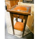 A square mahogany two tire plant pedestal,