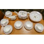 A Wedgwood bone china Bianca pattern teaset and four shallow dishes