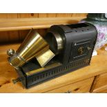 An old magic lantern in metal case