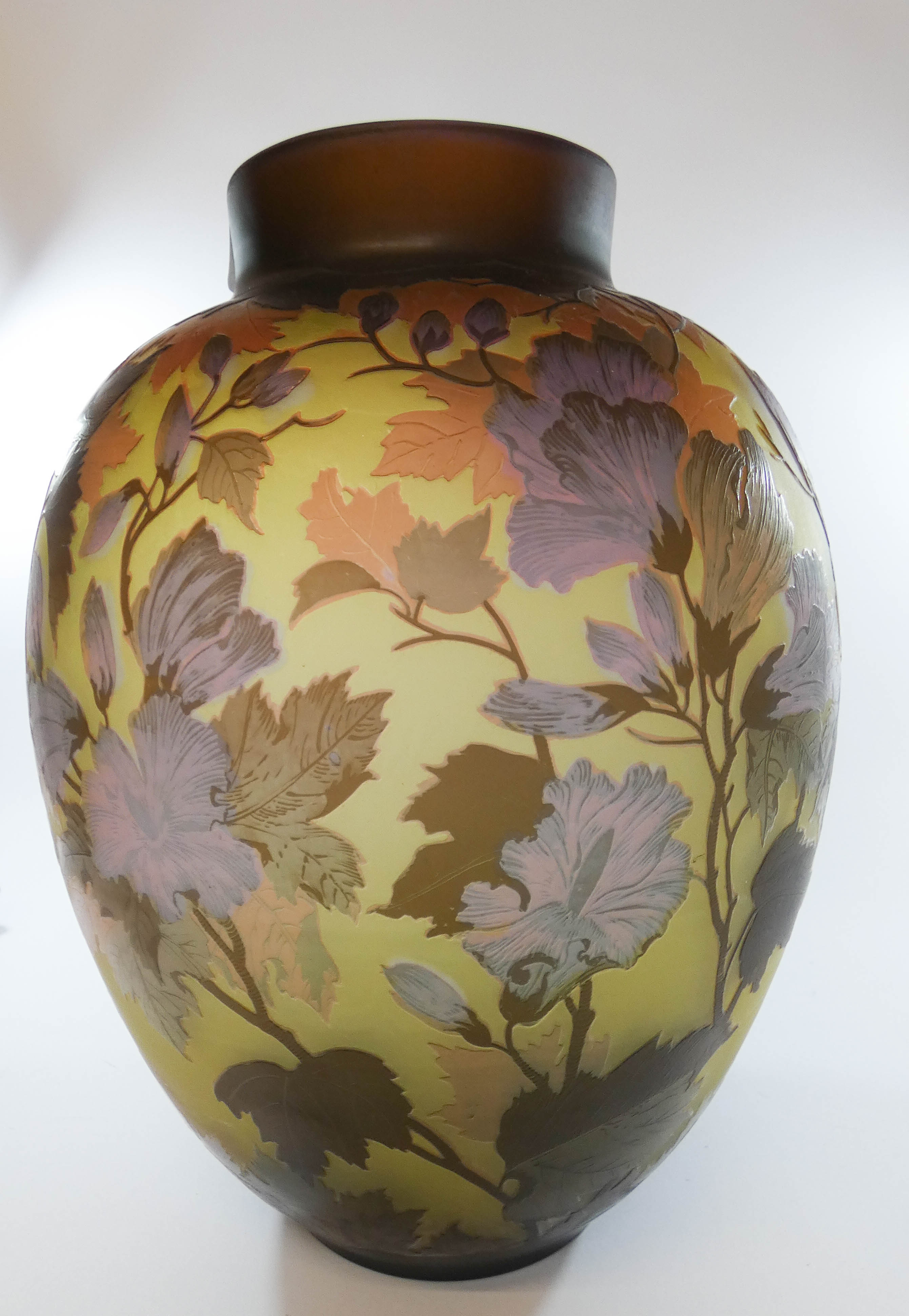 A large art glass cameo style vase bearing signature Galle, - Image 3 of 4