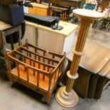 A Georgian style mahogany music Canterbury and a reeded column plant pedestal