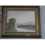 Victorian style gilt framed painting of a country scene