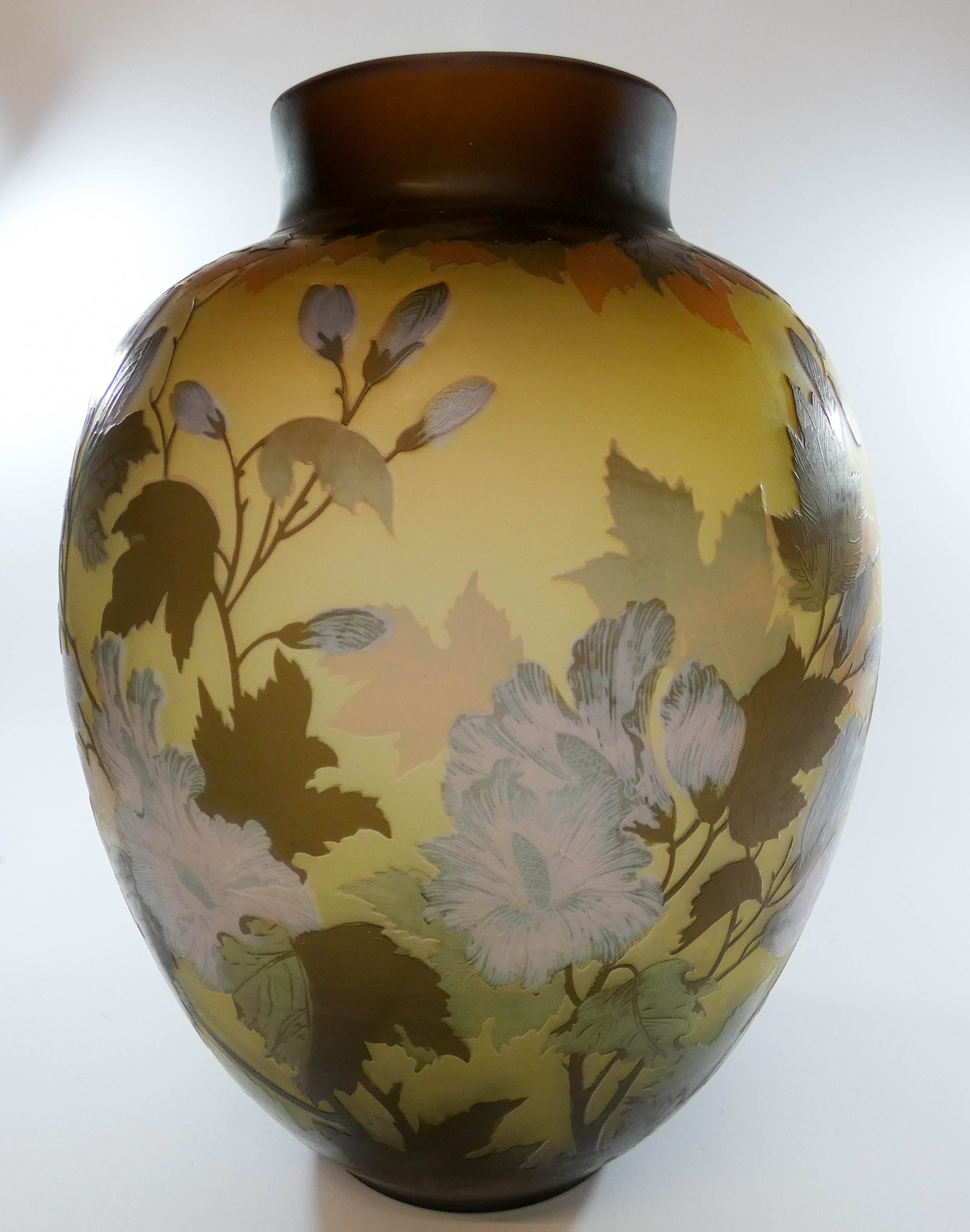 A large art glass cameo style vase bearing signature Galle, - Image 4 of 4