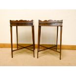 A pair of Georgian style mahogany tray topped lamp or bedside tables,