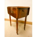 A Victorian mahogany Pembroke style table fitted two drawers one end and a cupboard the other on
