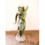 Cast iron garden verdigris finished Fairy statue