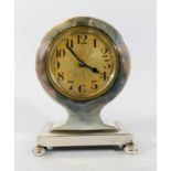 A hall marked silver balloon shaped desk clock,