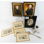 Three portrait miniatures to include one of an eighteen century lady on ivory signed Anne Marks,