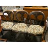 A set of eight Victorian mahogany dining room chairs with upholstered seats (shaky)