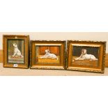 Mendly (German) a set of three dog portraits, oil on panel, each 20 cm X 15cm, signed,