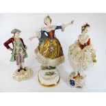 Three Continental porcelain figurines,
