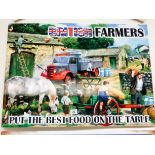 A metal wall hanging sign 'British farmers put the best food on the table',