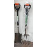 A new stainless steel large spade and fork