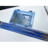 A new three piece 60mm long SDS masonry drill bit set and a new eight piece SDS drill bit set