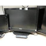 A Technika 22" LED television with Freeview etc and integrated DVD box with remote