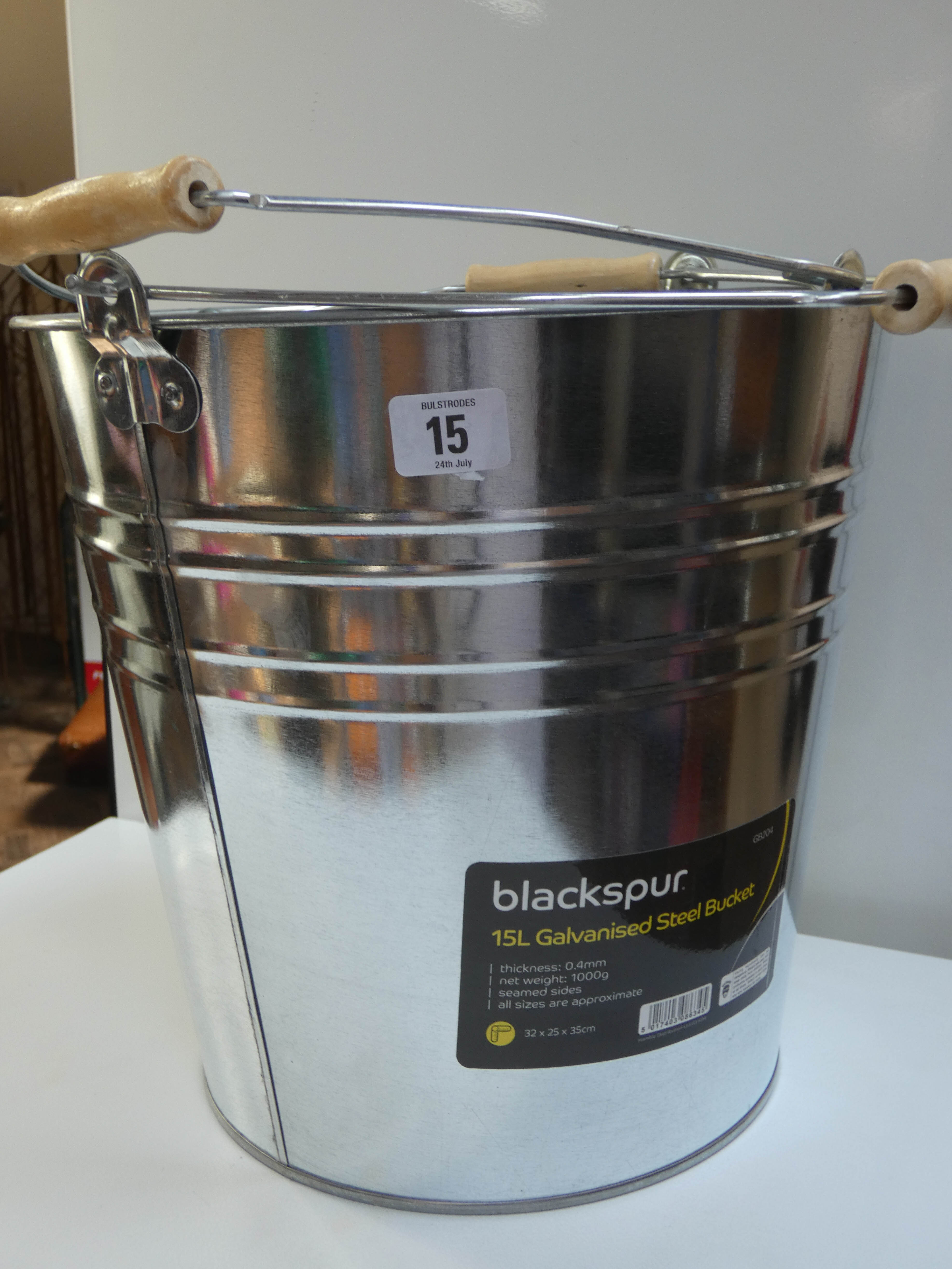 New galvanized steel 15 litre bucket,