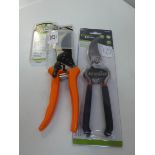 New bypass pruning shears and new bypass secateurs