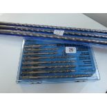 A new eight piece SDS drill bit set and a new three piece 460mm long SDS masonry drill bit set