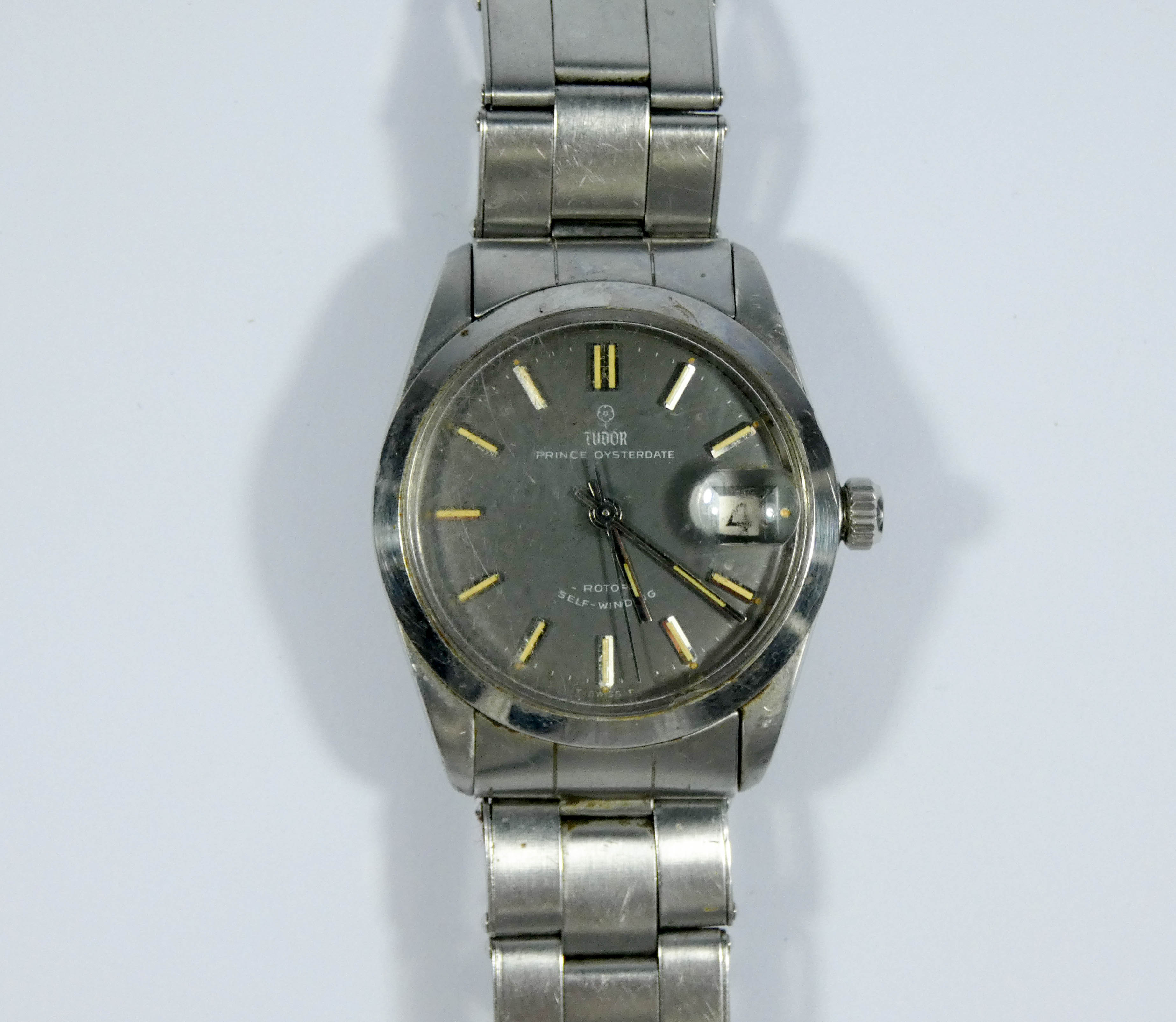 Tudor Prince Oysterdate gents vintage wristwatch, grey dial inscribed Rotor Self winding, - Image 3 of 4