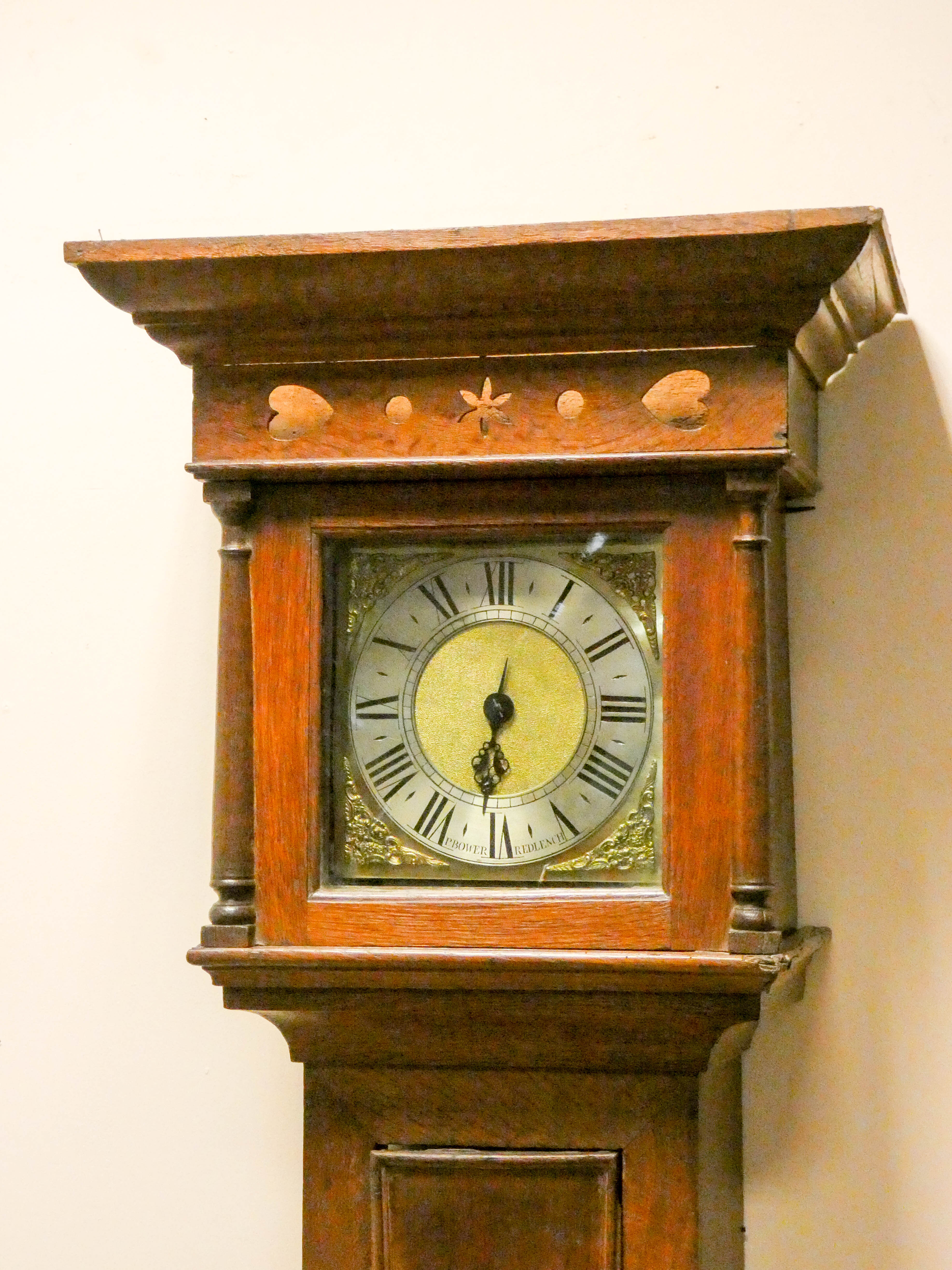A striking 30 hour grandfather clock in oak case, - Image 2 of 6