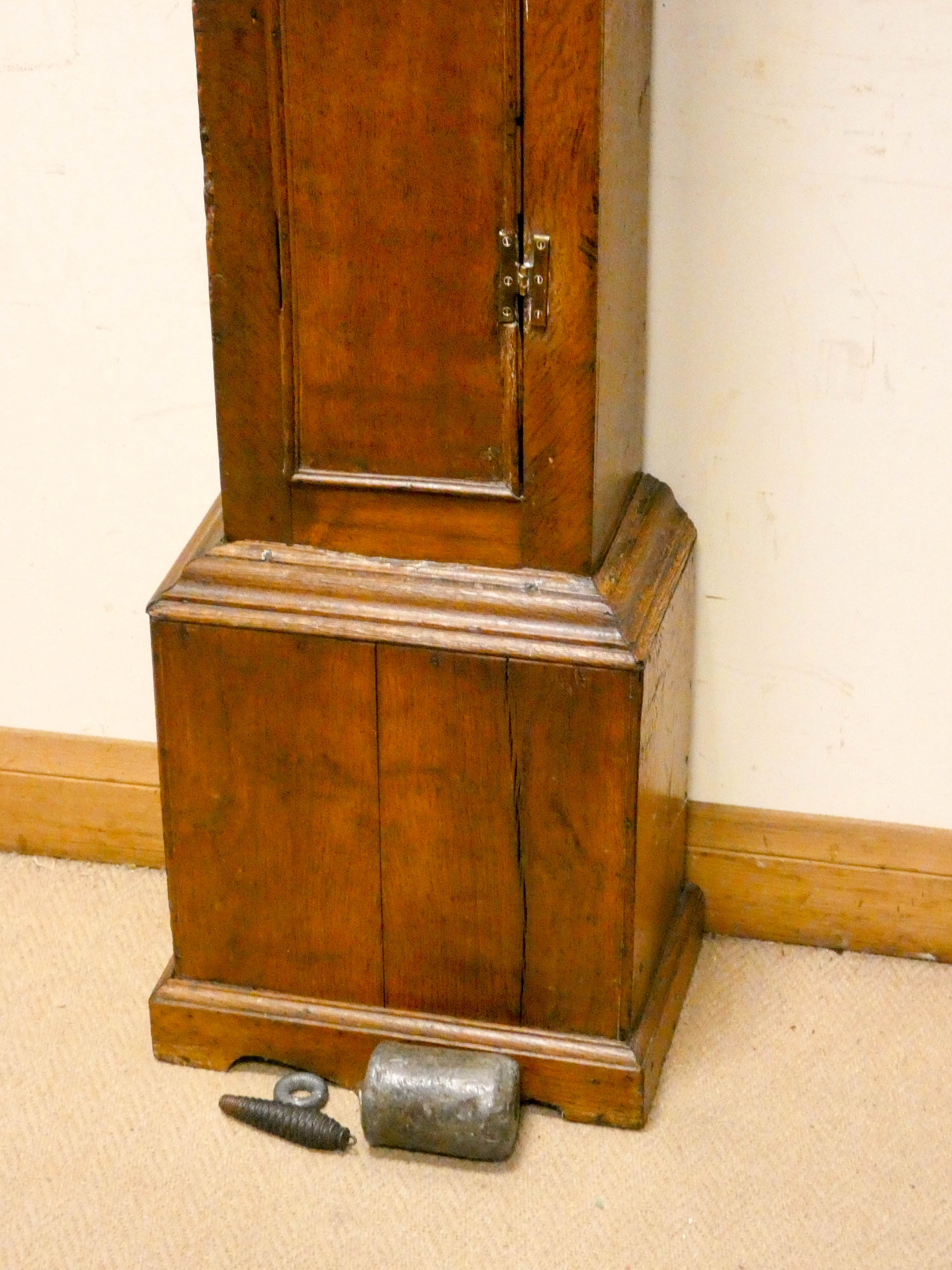 A striking 30 hour grandfather clock in oak case, - Image 5 of 6