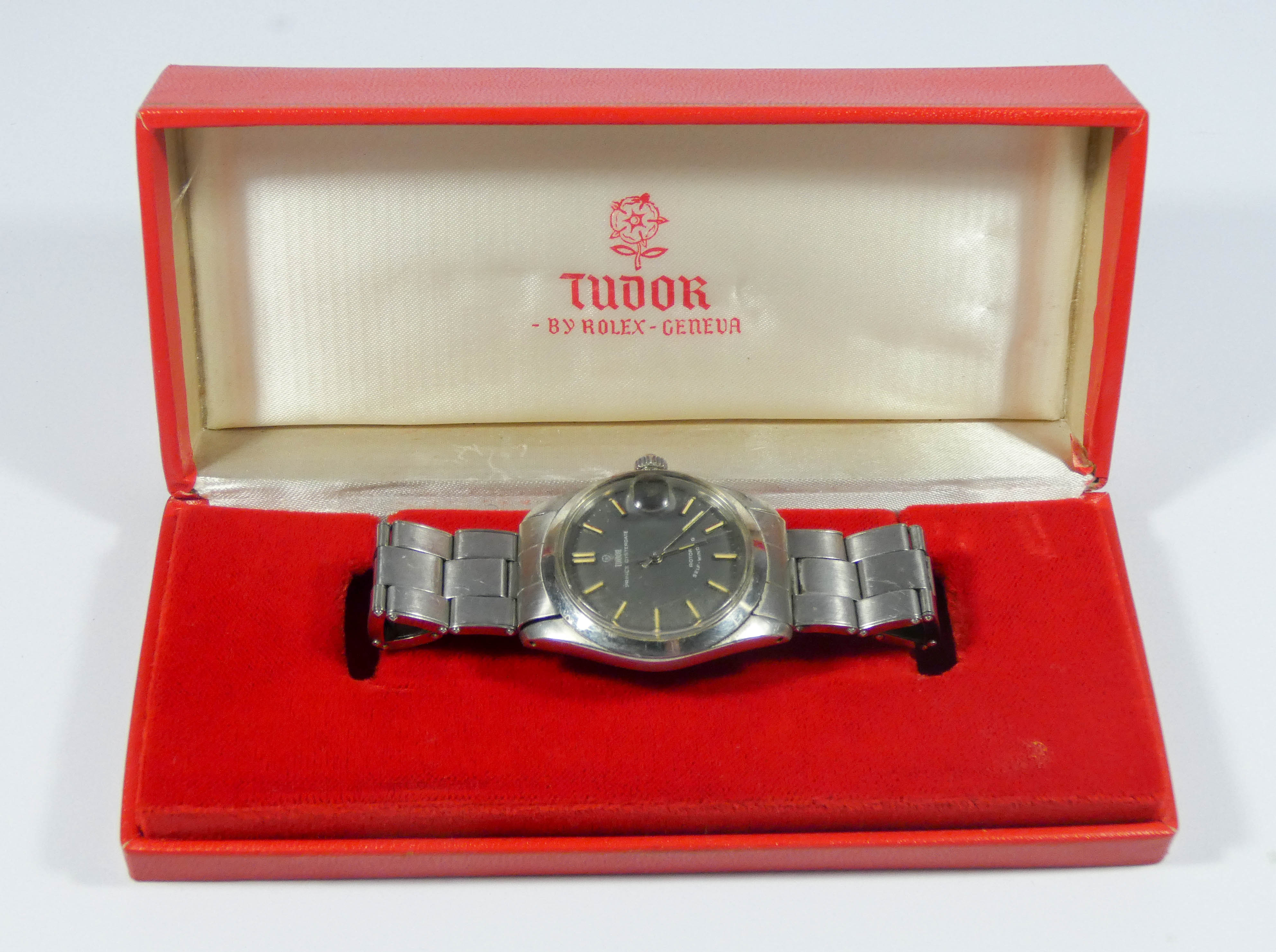 Tudor Prince Oysterdate gents vintage wristwatch, grey dial inscribed Rotor Self winding,