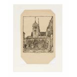 Vogeler, Heinrich. 1872 Bremen - 1942 Kasachstan. Kirche in Vouziers. 1917.Lithographie/