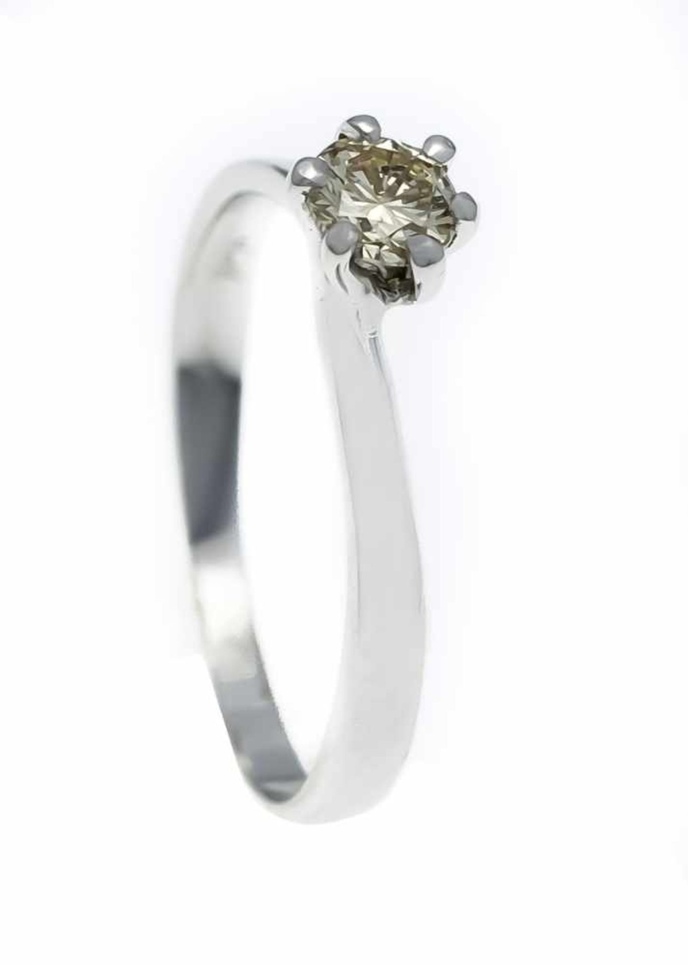 Brillant-Ring WG 585/000 mit einem Brillanten 0,34 ct FancyChampagner/SI, RG 55, 1,7 g- - -22.69 %
