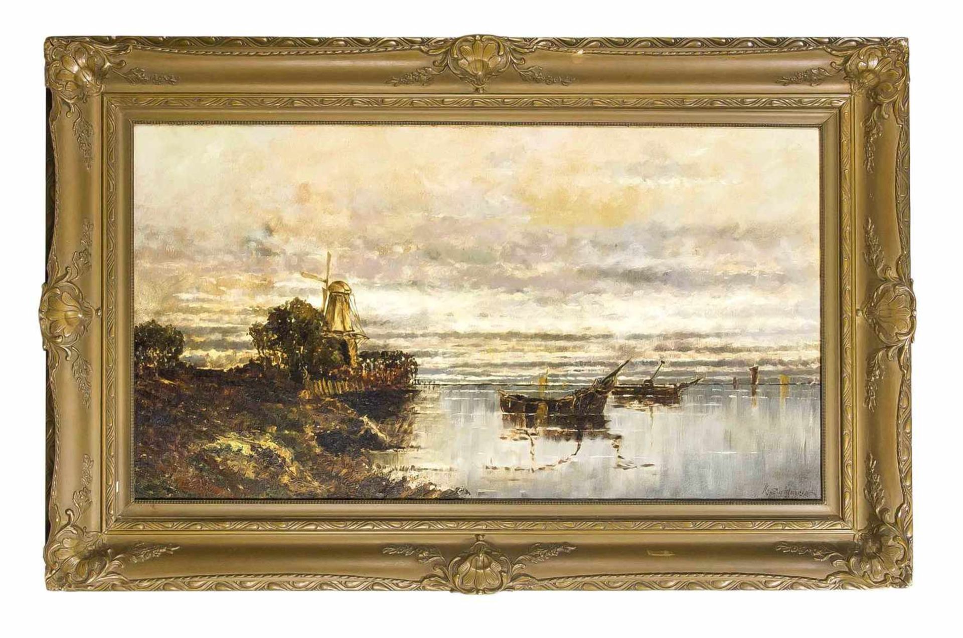 Sedlmeier, K. Landschaftsmaler um 1900. Niederländische Küstenlandschaft. Öl/Lwd., u. re.sign. K.