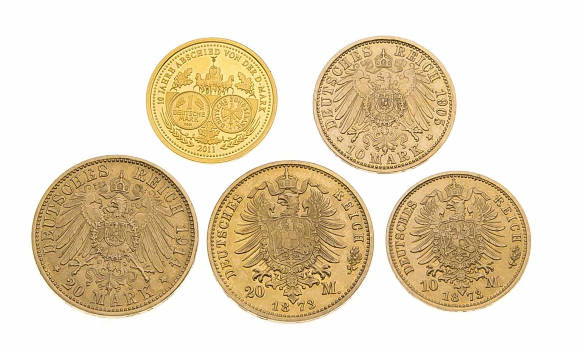 5 Goldmünzen, wohl Nachprägungen. 25,95 g, Dm. 22,5/19,6/17,9 mm- - -22.69 % buyer's premium on - Bild 2 aus 2