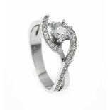 Brillant-Ring WG 585/000 mit einem Brillanten 0,52 ct W/PI und 40 Brillanten, zus. 0,20 ctW/SI-PI,