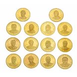 14 goldene Anlagemünzen. Die deutschen Bundeskanzler. 585/000. 43,44 g, Dm. 20 mm- - -22.69 %