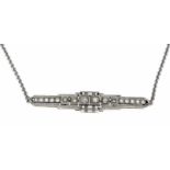 Art Déco Collier WG/GG 585/000 mit 6 Altschliff-Diamanten und 10 Brillanten, zus. 0,86 ctl.get.W-W/